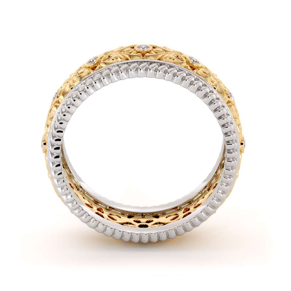 Diamond Wedding Band Unique Mens Wedding Band 14K Two Tone Gold Wedding Ring 6 Diamond Wedding Band Unique Mens Wedding Band 14K Two Tone Gold Wedding Ring