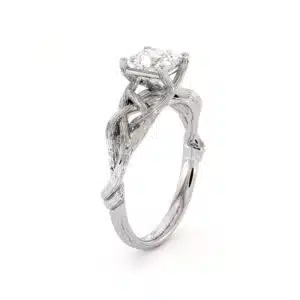 Branch Moissanite Princess Cut Ring Growing Branch White Gold Ring