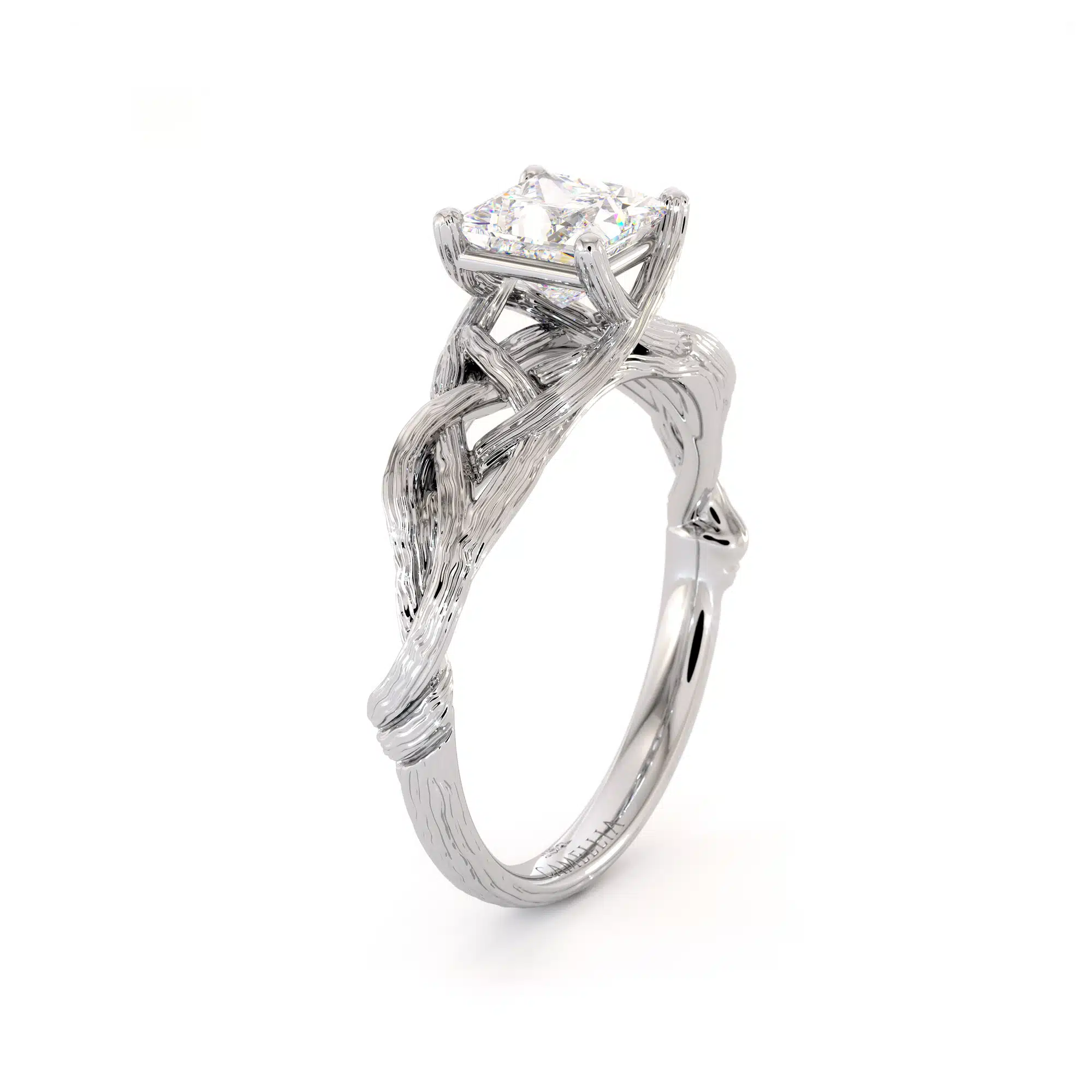 Branch Moissanite Princess Cut Ring Growing Branch White Gold Ring 1 Branch Moissanite Princess Cut Ring Growing Branch White Gold Ring