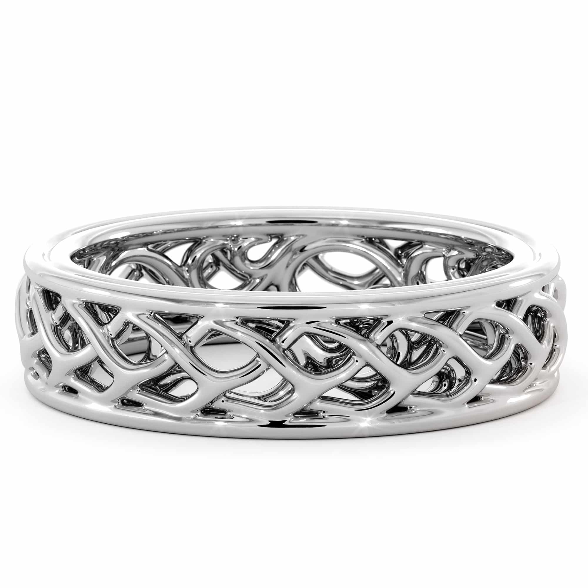 5.5mm Width 14K White Gold Plaited Band For Women's