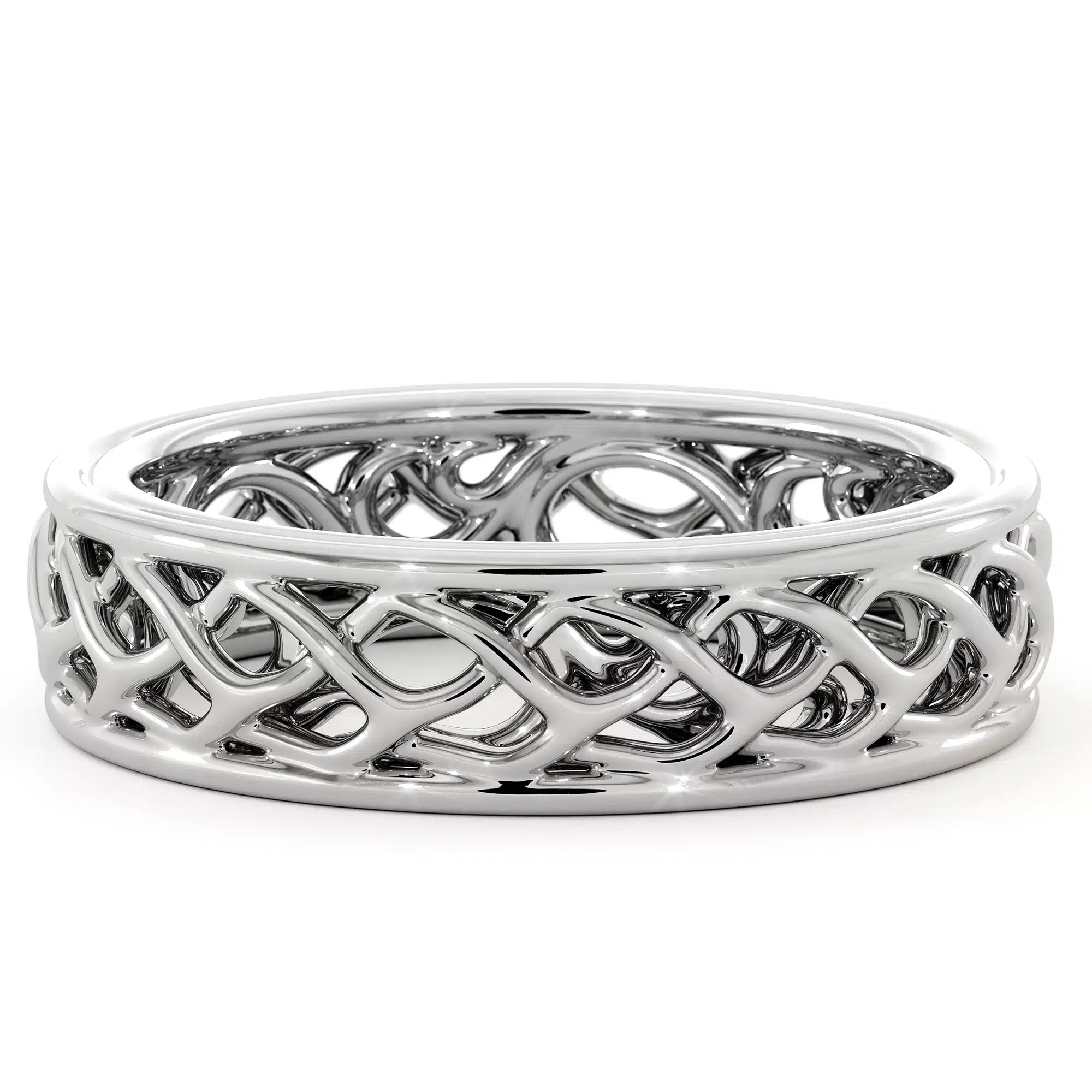 5.5mm Width 14K White Gold Plaited Band For Women's