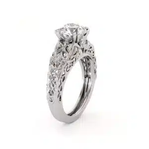 Celtic Moissanite Engagement Ring with Intricate Filigree Design
