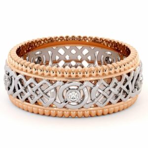 14K Two Tone Gold Ring-men's Wedding Band-Diamonds Ring-Men Wedding Ring-Rose White Ring