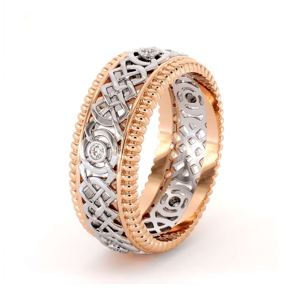 14K Two Tone Gold Ring-men's Wedding Band-Diamonds Ring-Men Wedding Ring-Rose White Ring 4 14K Two Tone Gold Ring-men's Wedding Band-Diamonds Ring-Men Wedding Ring-Rose White Ring