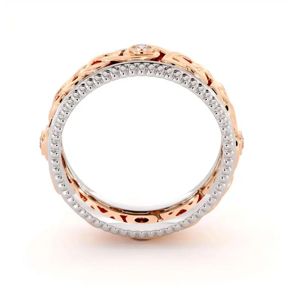 Mens Eternity Wedding Ring-Men Wedding Band-Fine Jewelry-14K Two Tone Gold Wedding Band