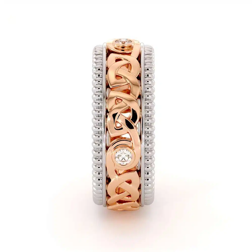 Mens Eternity Wedding Ring-Men Wedding Band-Fine Jewelry-14K Two Tone Gold Wedding Band