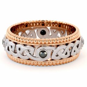 Mens Eternity Wedding Ring-Black Diamonds Wedding Band-Fine Jewelry-14K Two Tone Gold Wedding Band