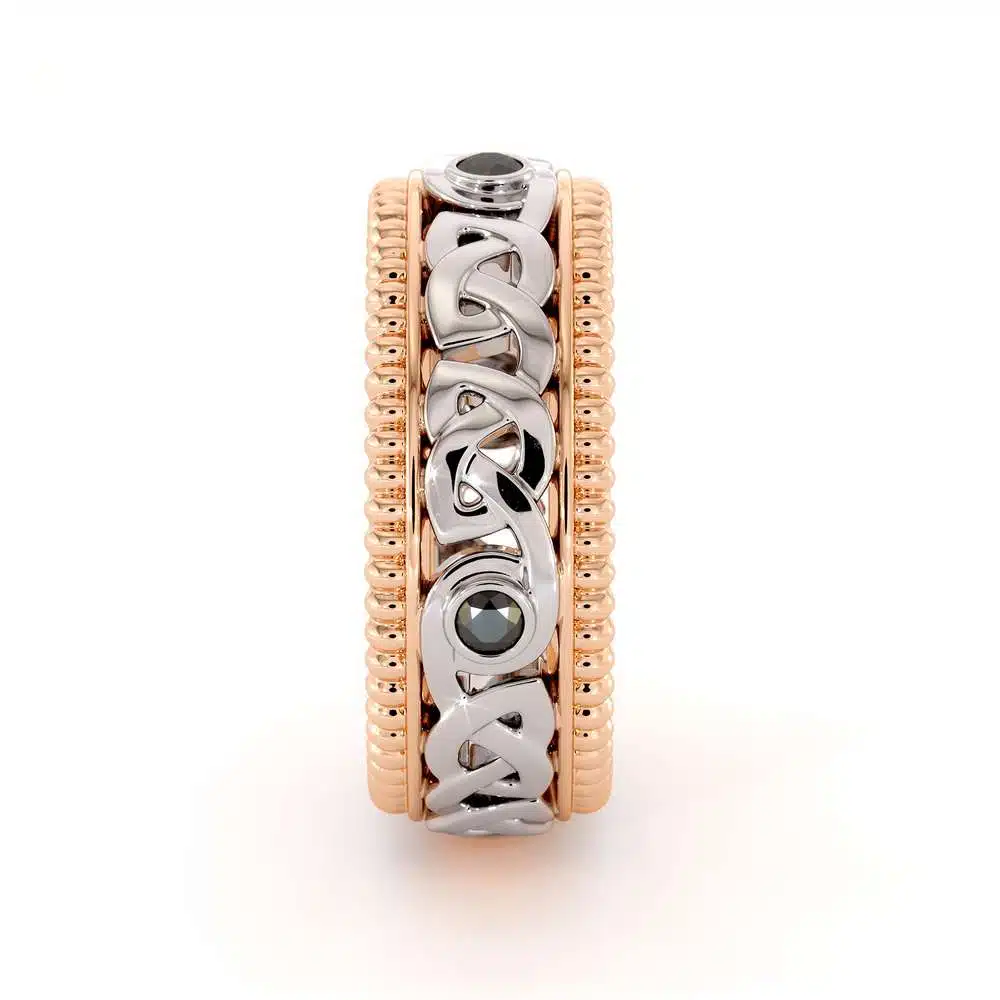 Mens Eternity Wedding Ring-Black Diamonds Wedding Band-Fine Jewelry-14K Two Tone Gold Wedding Band