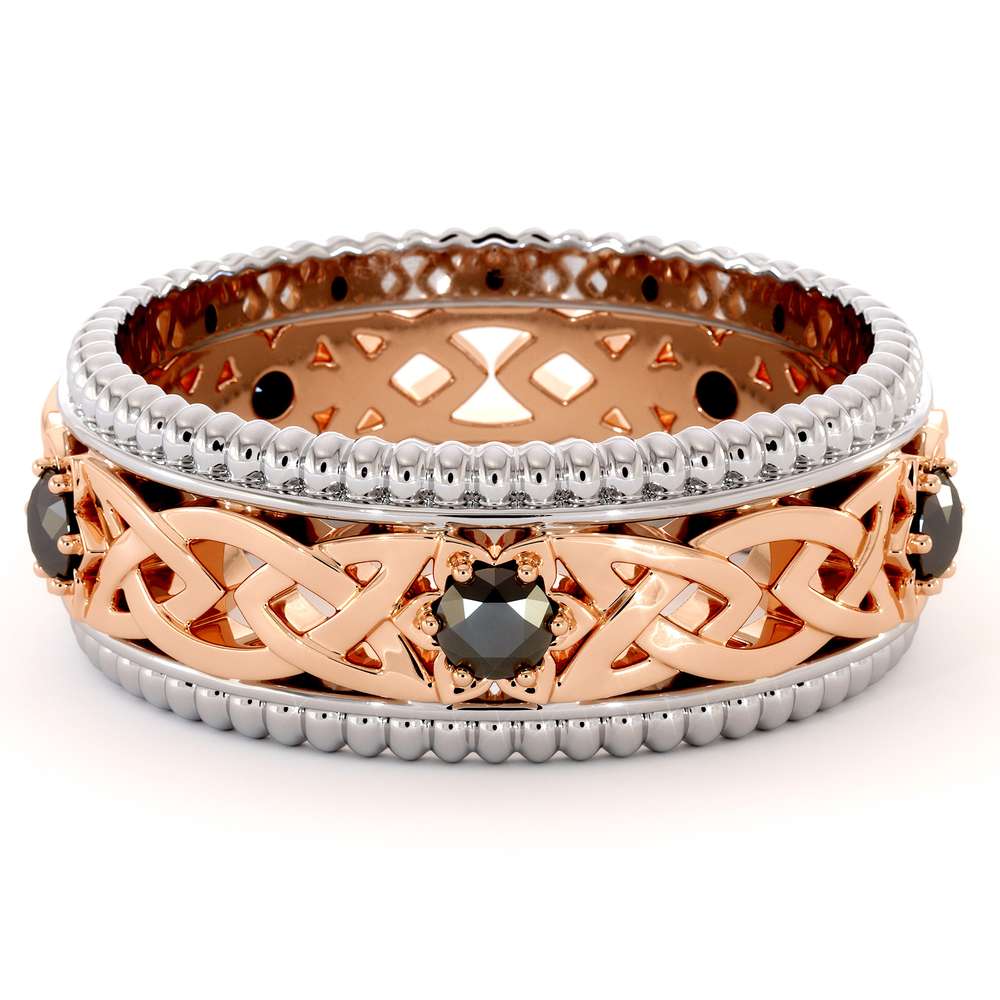 Mens Wedding Band-Two Tone Diamond Band-Filigree 14K Rose and White Gold-Fine Jewelry 1 Mens Wedding Band-Two Tone Diamond Band-Filigree 14K Rose and White Gold-Fine Jewelry
