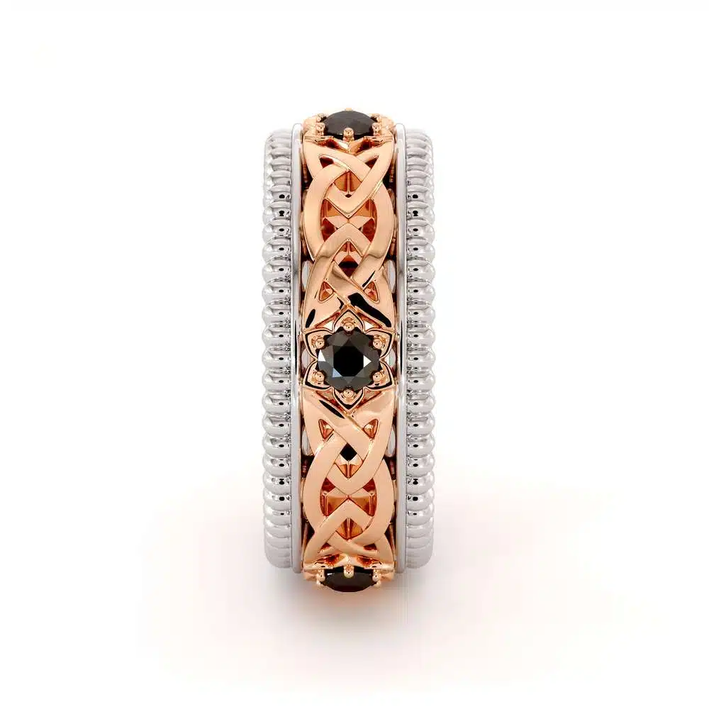 Mens Wedding Band-Two Tone Diamond Band-Filigree 14K Rose and White Gold-Fine Jewelry 6 Mens Wedding Band-Two Tone Diamond Band-Filigree 14K Rose and White Gold-Fine Jewelry