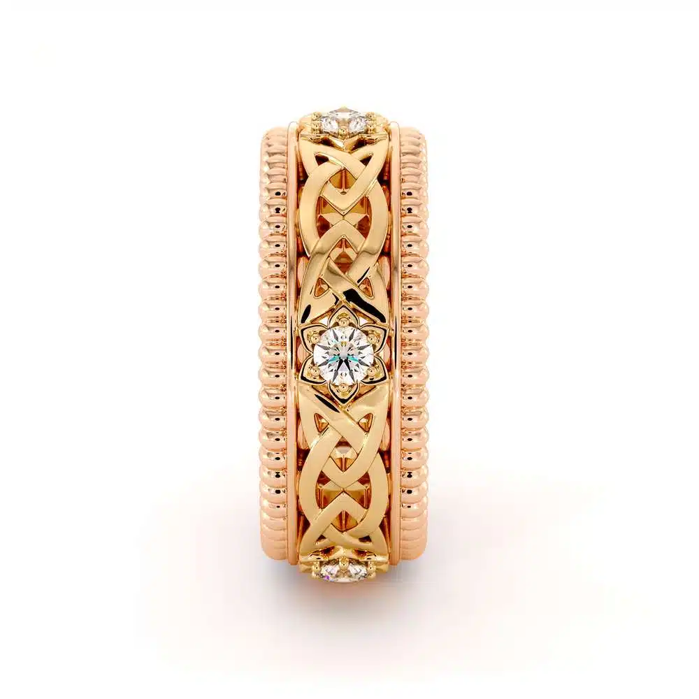 Mens Wedding Band-14K Two Tone Diamonds Band-Fine Jewelry-Filigree Rose and Yellow Gold 6 Mens Wedding Band-14K Two Tone Diamonds Band-Fine Jewelry-Filigree Rose and Yellow Gold