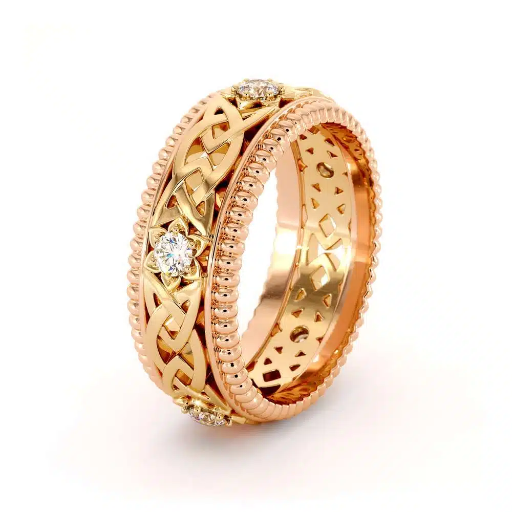 Mens Wedding Band-14K Two Tone Diamonds Band-Fine Jewelry-Filigree Rose and Yellow Gold 4 Mens Wedding Band-14K Two Tone Diamonds Band-Fine Jewelry-Filigree Rose and Yellow Gold