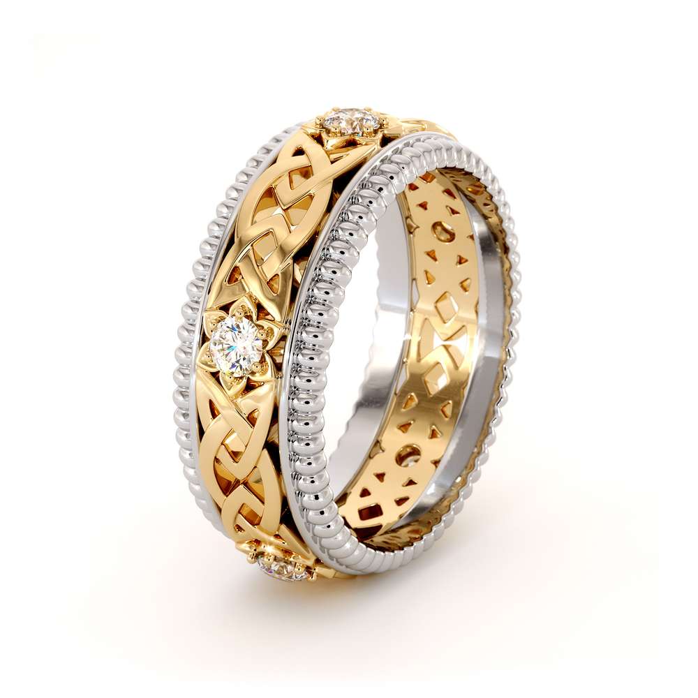 Men Wedding Band-14K Two Tone Mens Band-Fine Jewelry-Filigree White and Yellow Gold Ring 5 Men Wedding Band-14K Two Tone Mens Band-Fine Jewelry-Filigree White and Yellow Gold Ring