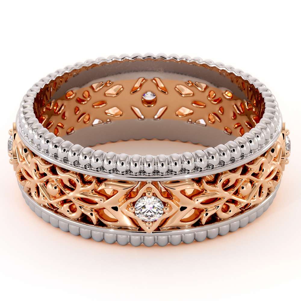 Unique Wedding Band Mens Wedding Band Rose & White Gold Wedding Ring