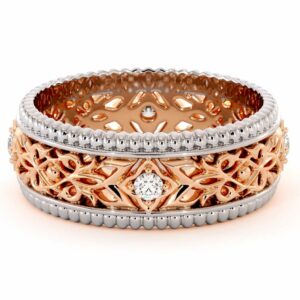 Unique Wedding Band Mens Wedding Band Rose & White Gold Wedding Ring