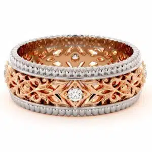 Unique Wedding Band Mens Wedding Band Rose & White Gold Wedding Ring