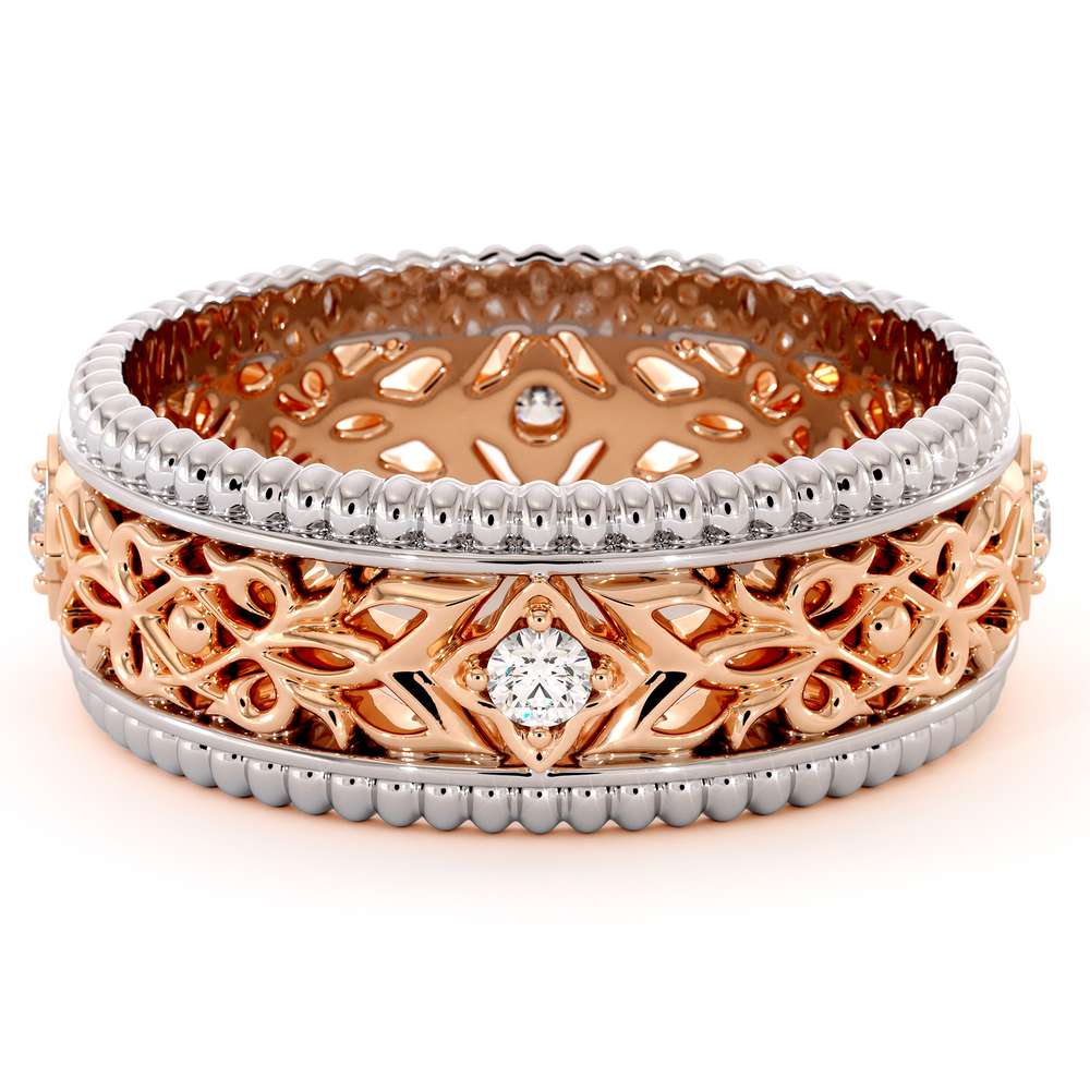 Unique Wedding Band Mens Wedding Band Rose & White Gold Wedding Ring