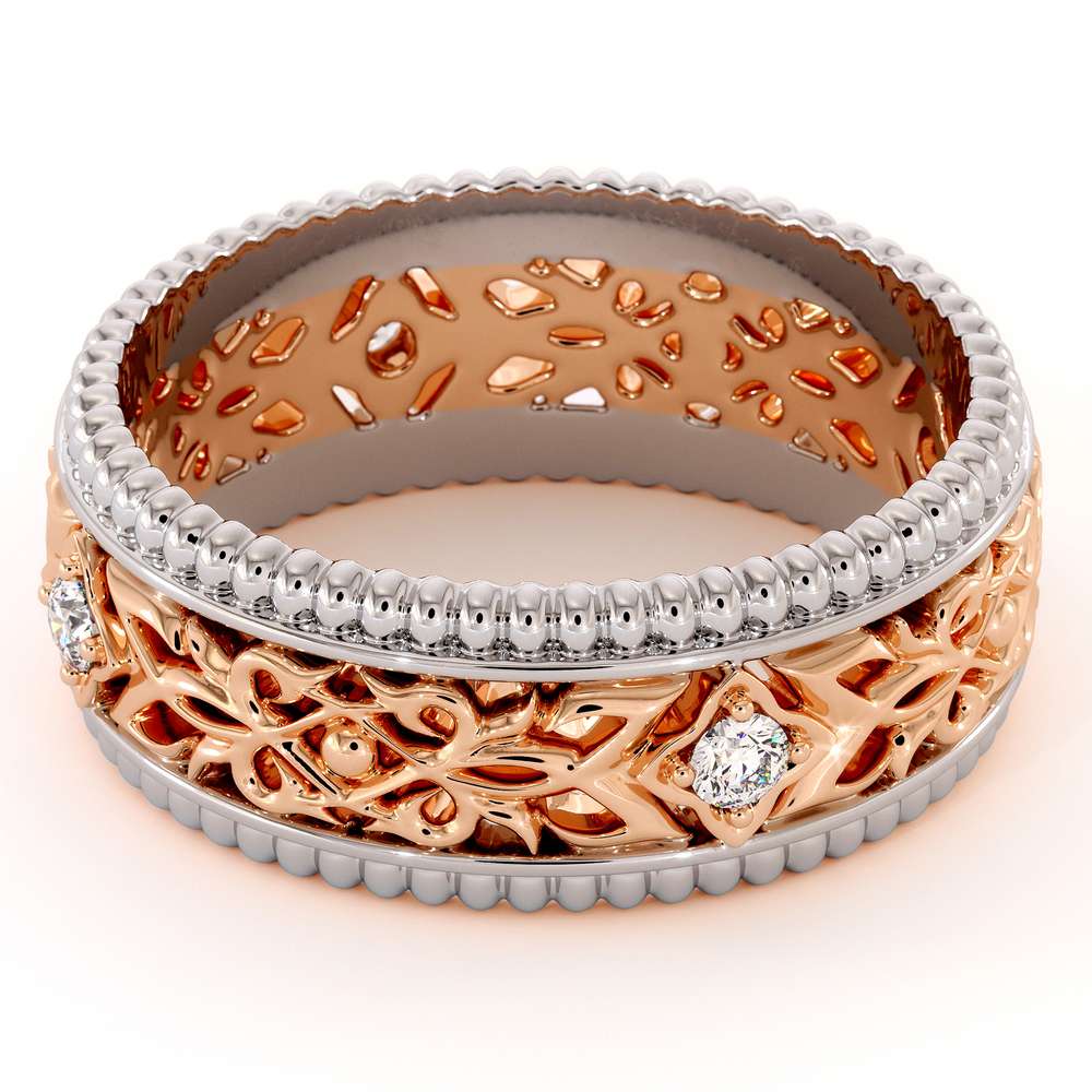Unique Wedding Band Mens Wedding Band Rose & White Gold Wedding Ring