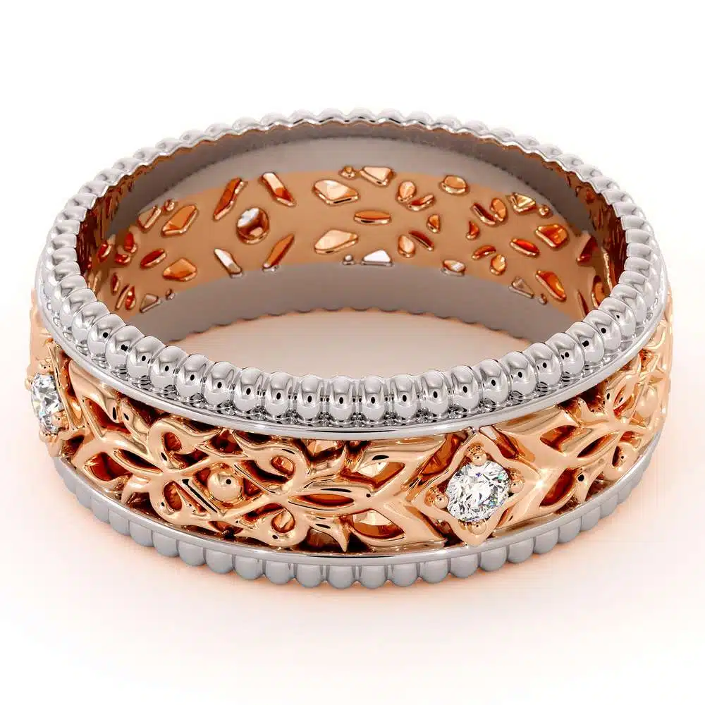 Unique Wedding Band Mens Wedding Band Rose & White Gold Wedding Ring 3 Unique Wedding Band Mens Wedding Band Rose & White Gold Wedding Ring