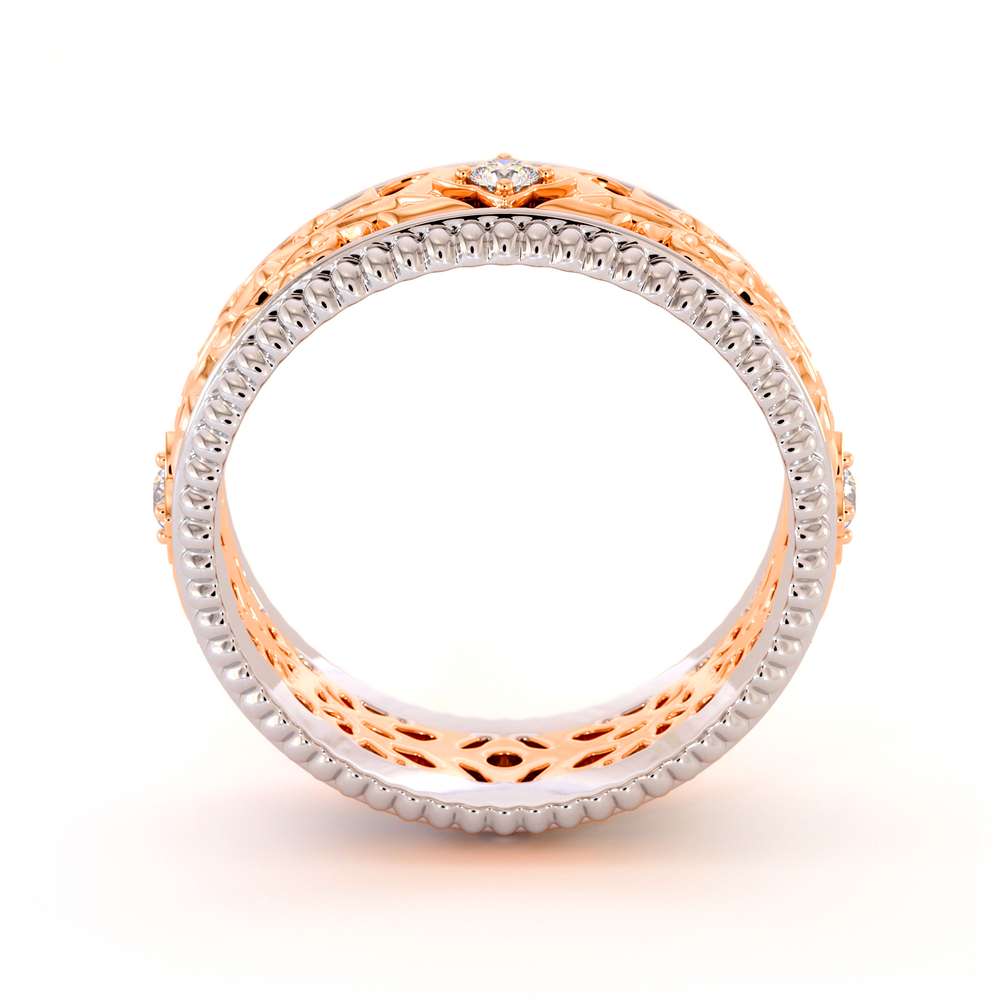 Unique Wedding Band Mens Wedding Band Rose & White Gold Wedding Ring