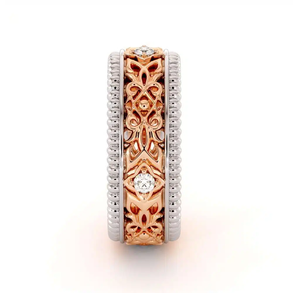 Unique Wedding Band Mens Wedding Band Rose & White Gold Wedding Ring 5 Unique Wedding Band Mens Wedding Band Rose & White Gold Wedding Ring