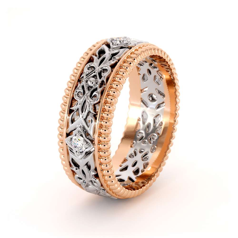Unique Wedding Band Men Wedding Band White & Rose Gold Wedding Ring 4 Unique Wedding Band Men Wedding Band White & Rose Gold Wedding Ring