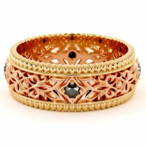 Unique Wedding Men Band- Wedding Band Rose & Yellow Gold Wedding Ring