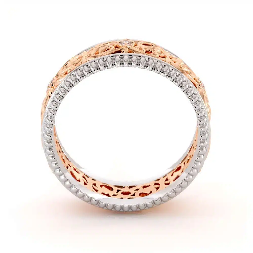 Mens Eternity Wedding Band-Men Wedding Band-14K Two Tone Gold Wedding Ring 6 Mens Eternity Wedding Band-Men Wedding Band-14K Two Tone Gold Wedding Ring