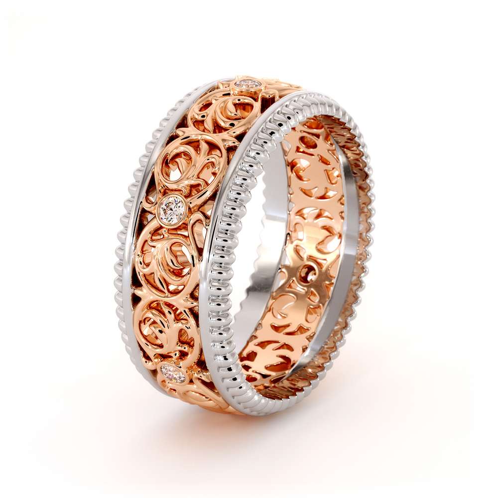 Mens Eternity Wedding Band-Men Wedding Band-14K Two Tone Gold Wedding Ring 4 Mens Eternity Wedding Band-Men Wedding Band-14K Two Tone Gold Wedding Ring
