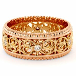 Eternity Men Wedding Band-Men Wedding ring-14K Two Tone Gold Wedding Ring