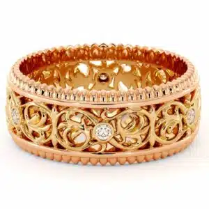 Eternity Men Wedding Band-Men Wedding ring-14K Two Tone Gold Wedding Ring