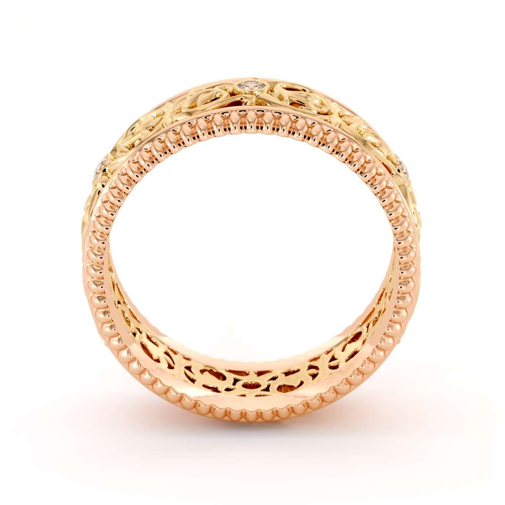 Eternity Men Wedding Band-Men Wedding ring-14K Two Tone Gold Wedding Ring 5 Eternity Men Wedding Band-Men Wedding ring-14K Two Tone Gold Wedding Ring