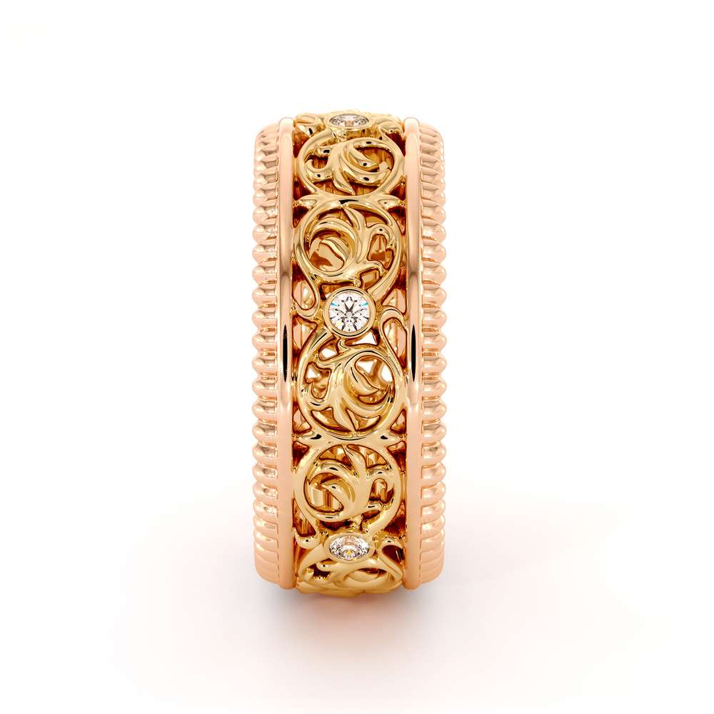 Eternity Men Wedding Band-Men Wedding ring-14K Two Tone Gold Wedding Ring 4 Eternity Men Wedding Band-Men Wedding ring-14K Two Tone Gold Wedding Ring