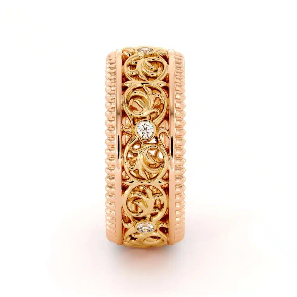 Eternity Men Wedding Band-Men Wedding ring-14K Two Tone Gold Wedding Ring 4 Eternity Men Wedding Band-Men Wedding ring-14K Two Tone Gold Wedding Ring