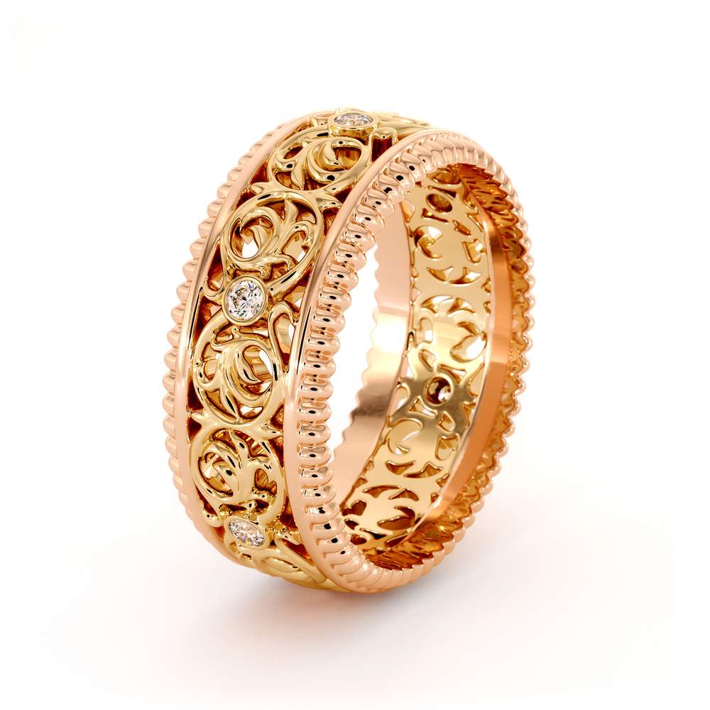 Eternity Men Wedding Band-Men Wedding ring-14K Two Tone Gold Wedding Ring 6 Eternity Men Wedding Band-Men Wedding ring-14K Two Tone Gold Wedding Ring