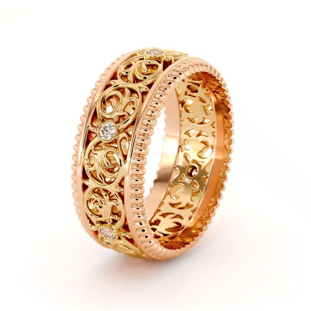 Eternity Men Wedding Band-Men Wedding ring-14K Two Tone Gold Wedding Ring 6 Eternity Men Wedding Band-Men Wedding ring-14K Two Tone Gold Wedding Ring