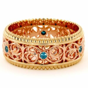 men's Eternity Diamond Wedding Band-Men Wedding Band-14K Two Tone Gold Wedding Band