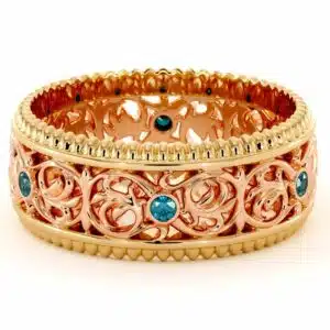 men's Eternity Diamond Wedding Band-Men Wedding Band-14K Two Tone Gold Wedding Band