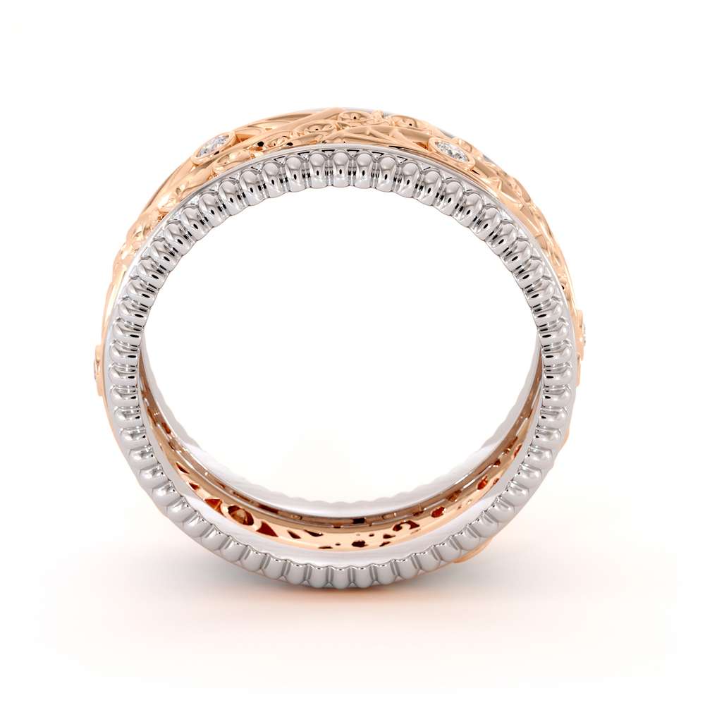 Diamond Wedding Band Unique Mens Wedding Band-14K Two Tone Gold Wedding Ring 5 Diamond Wedding Band Unique Mens Wedding Band-14K Two Tone Gold Wedding Ring