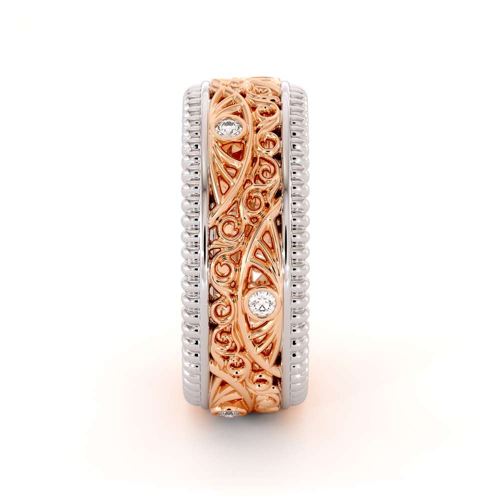 Diamond Wedding Band Unique Mens Wedding Band-14K Two Tone Gold Wedding Ring 6 Diamond Wedding Band Unique Mens Wedding Band-14K Two Tone Gold Wedding Ring