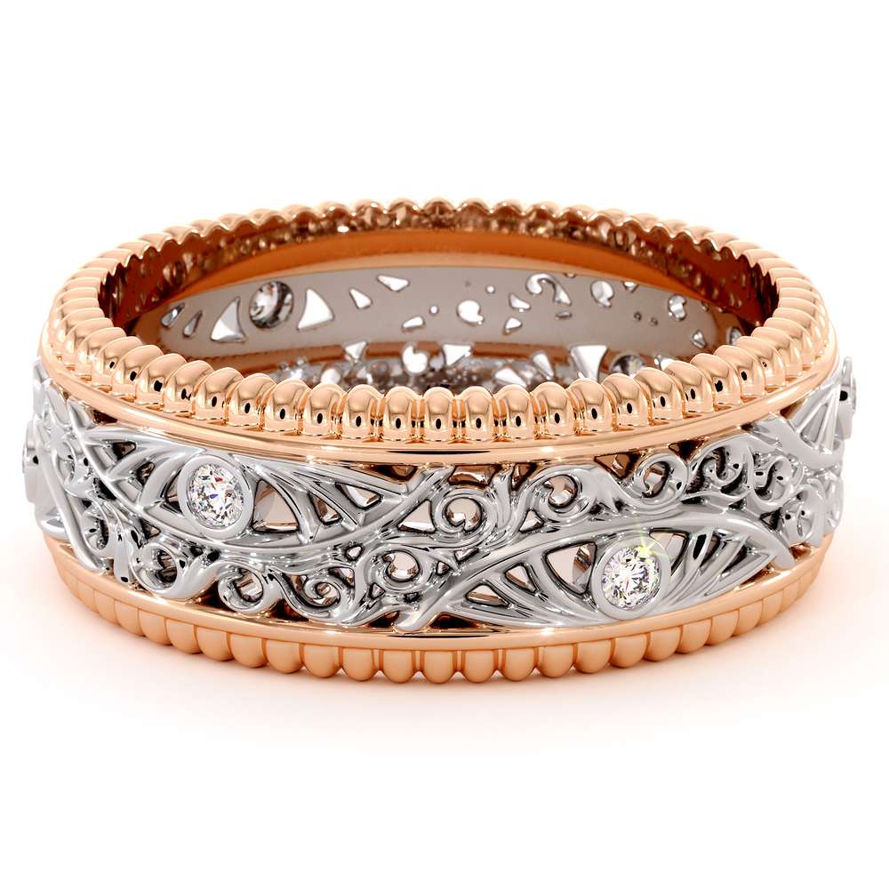 Men Wedding Band-Men Diamond Wedding Ring-14K Two Tone Gold Wedding Band 1 Men Wedding Band-Men Diamond Wedding Ring-14K Two Tone Gold Wedding Band
