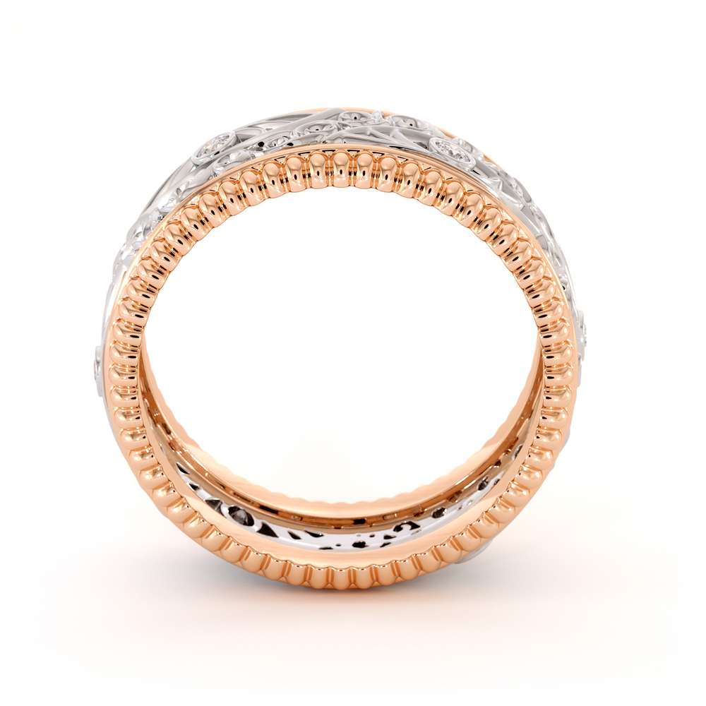 Men Wedding Band-Men Diamond Wedding Ring-14K Two Tone Gold Wedding Band 6 Men Wedding Band-Men Diamond Wedding Ring-14K Two Tone Gold Wedding Band