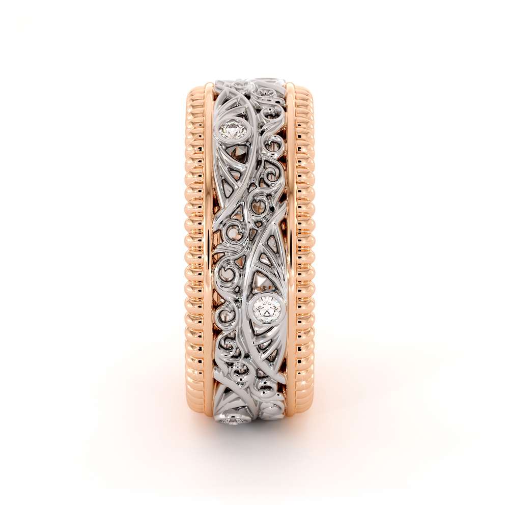 Men Wedding Band-Men Diamond Wedding Ring-14K Two Tone Gold Wedding Band 5 Men Wedding Band-Men Diamond Wedding Ring-14K Two Tone Gold Wedding Band