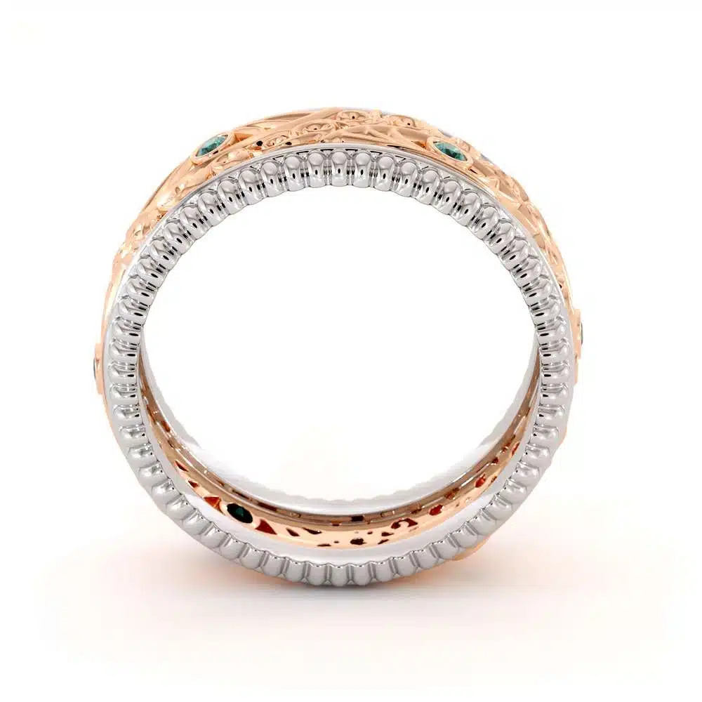 Men Diamonds Wedding Band-Mens Diamond Ring-14K Two Tone Gold Wedding Band 5 Men Diamonds Wedding Band-Mens Diamond Ring-14K Two Tone Gold Wedding Band