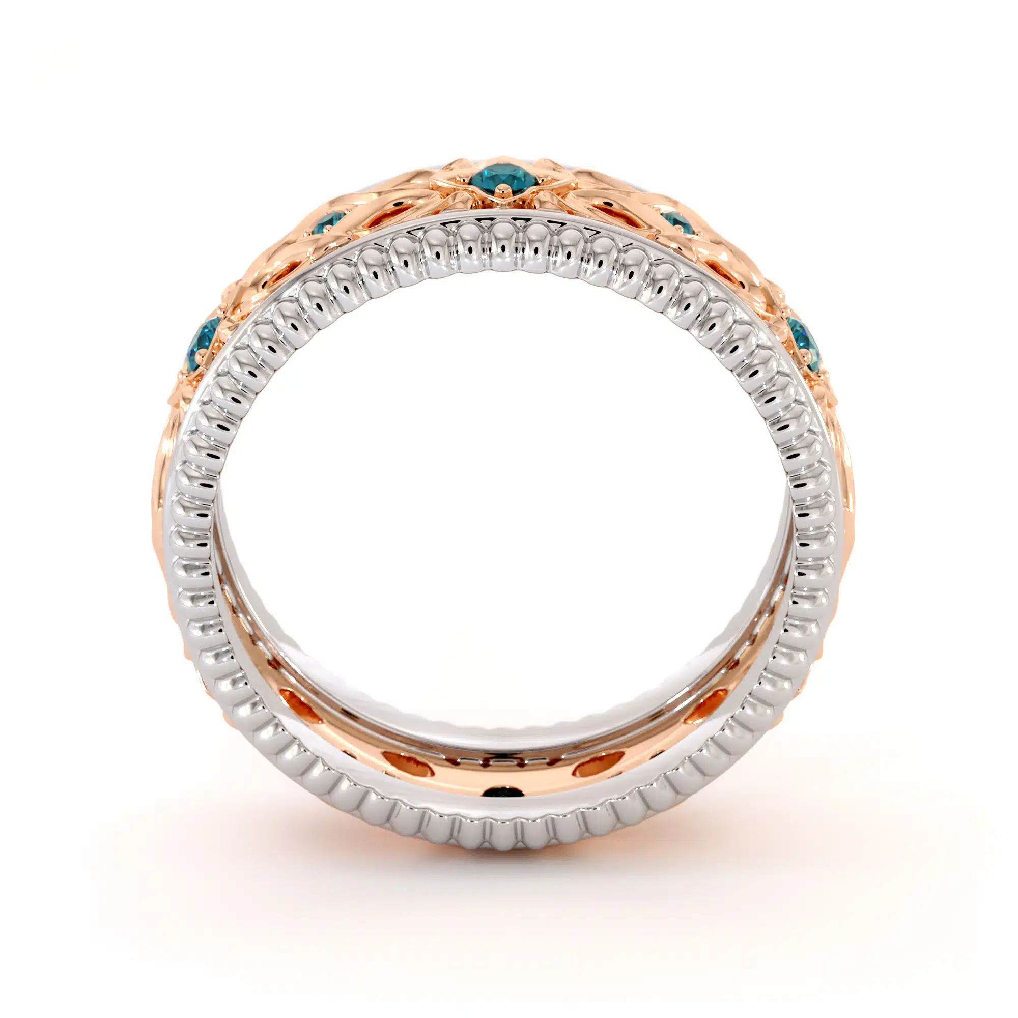 Blue Diamond Wedding Band Gold Wedding Ring Art Deco Wedding Band 6 Blue Diamond Wedding Band Gold Wedding Ring Art Deco Wedding Band