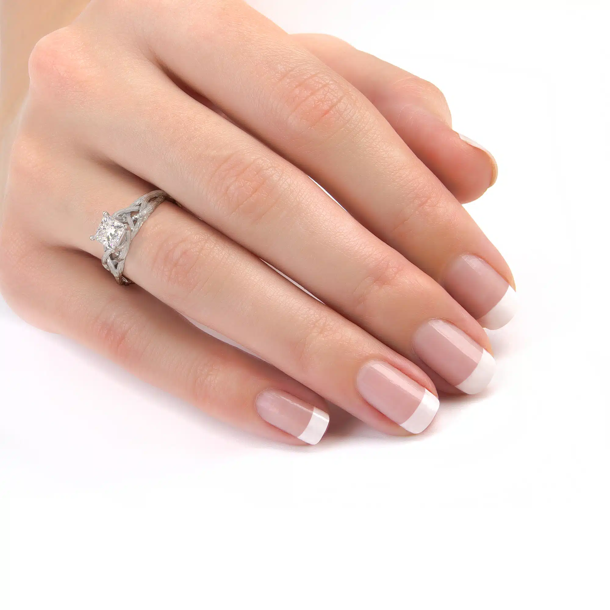 Branch Moissanite Princess Cut Ring Growing Branch White Gold Ring 7 Branch Moissanite Princess Cut Ring Growing Branch White Gold Ring