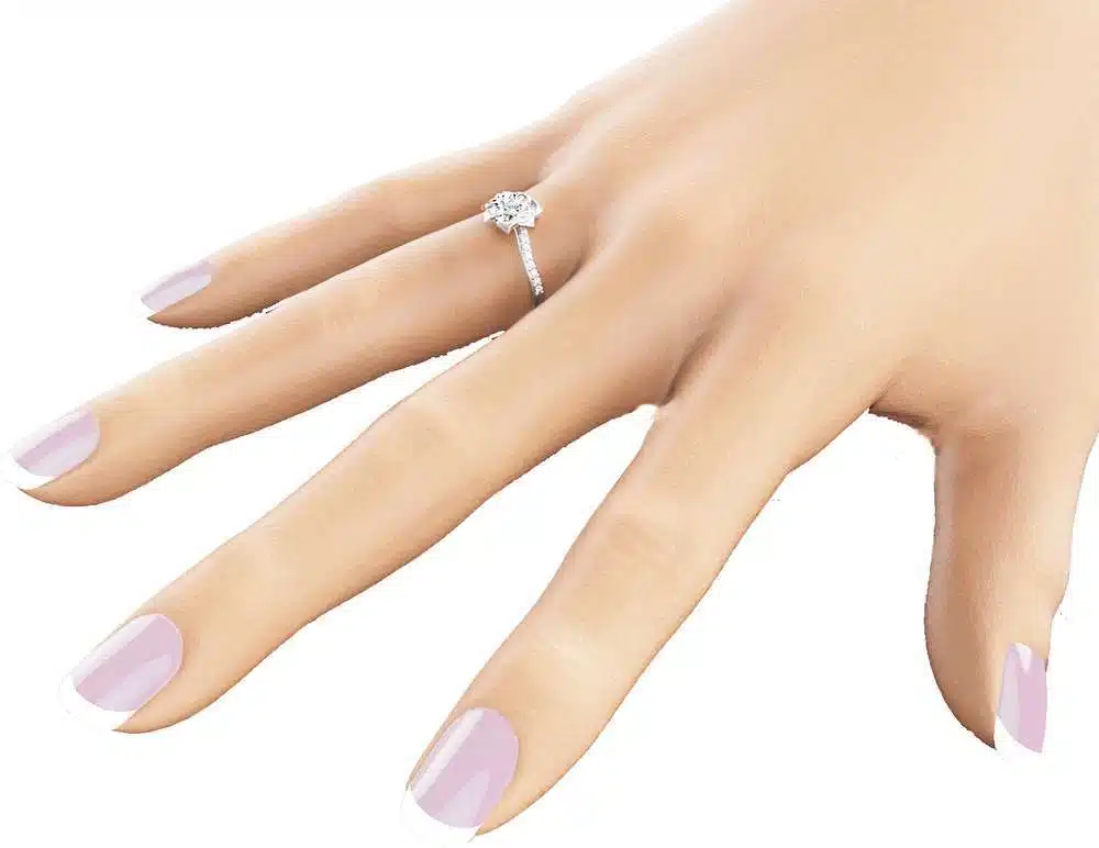Flower Design Diamond Engagement Ring Unique 14K White Gold Ring Nature Inspired Engagement Ring