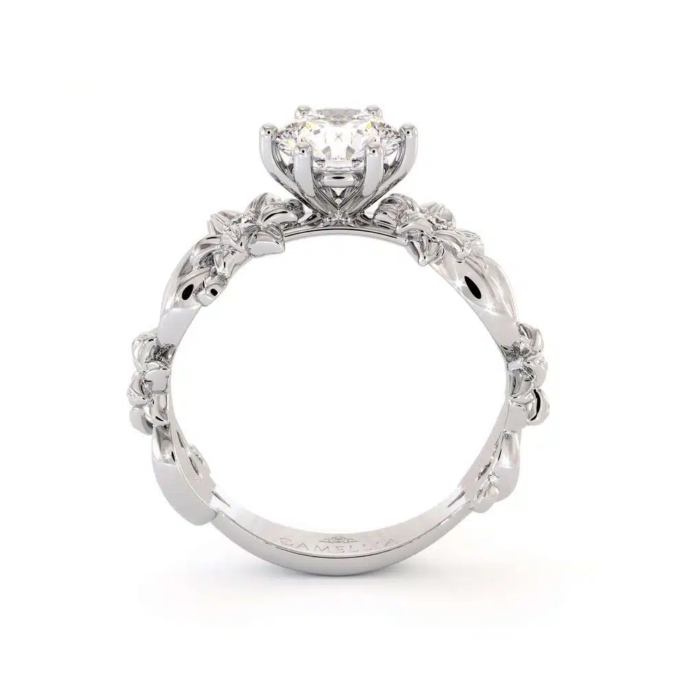 Moissanite Engagement Ring 14K White Gold Ring Unique Flower Ring 2 Moissanite Engagement Ring 14K White Gold Ring Unique Flower Ring