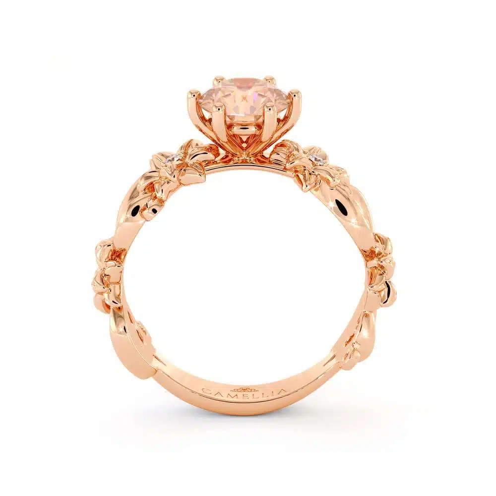 Morganite Engagement Ring 14K Rose Gold Ring Unique Flower Ring 7 Morganite Engagement Ring 14K Rose Gold Ring Unique Flower Ring
