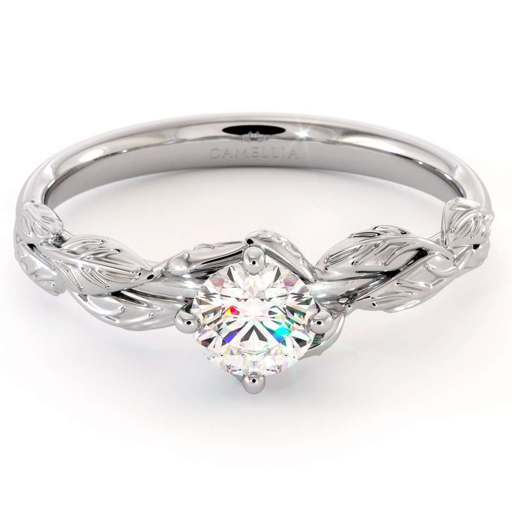 CVD Diamond Engagement Ring 14K White Gold Leaf Flower Ring Lab Grown Diamond Ring 2 CVD Diamond Engagement Ring 14K White Gold Leaf Flower Ring Lab Grown Diamond Ring